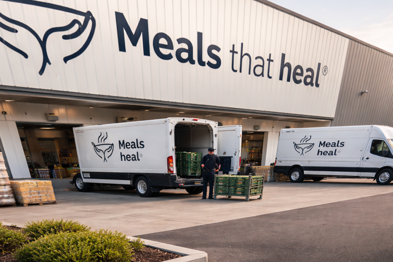 Food rescue logistics with delivery trucks and warehouse